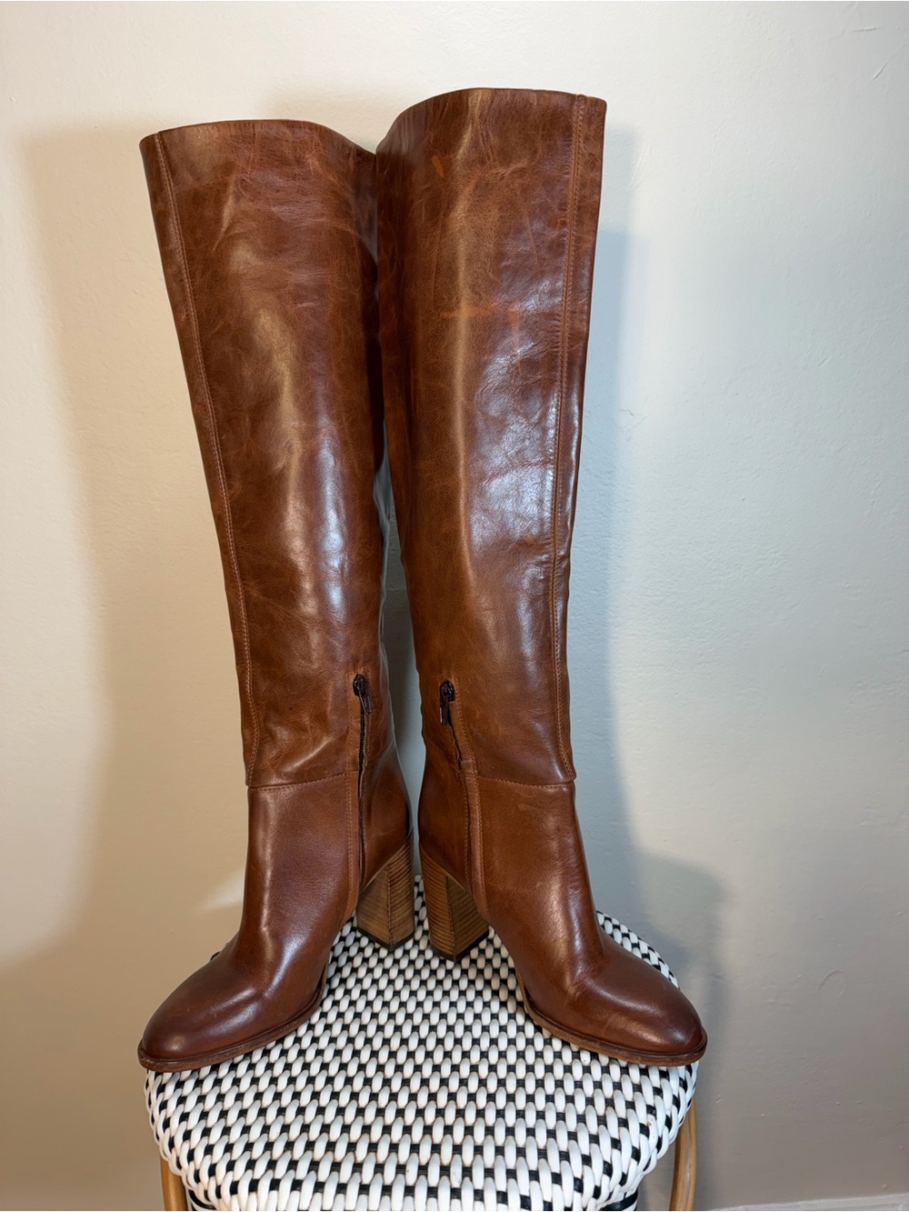 Free People Dakota Tall Chestnut Brown Over-the-Knee Leather Boots